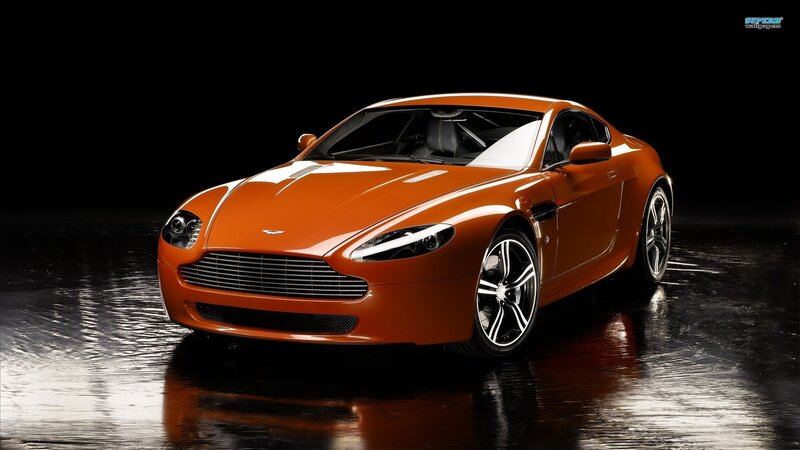 Orange Sports Car — Dramatic, Photograph, Wet Floor
