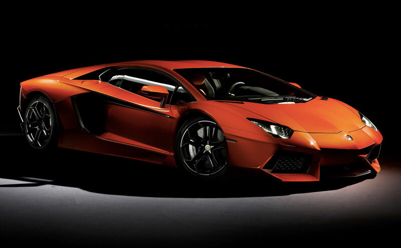 Orange Sports Car — Dramatic, Photograph, Wheels, Headlights