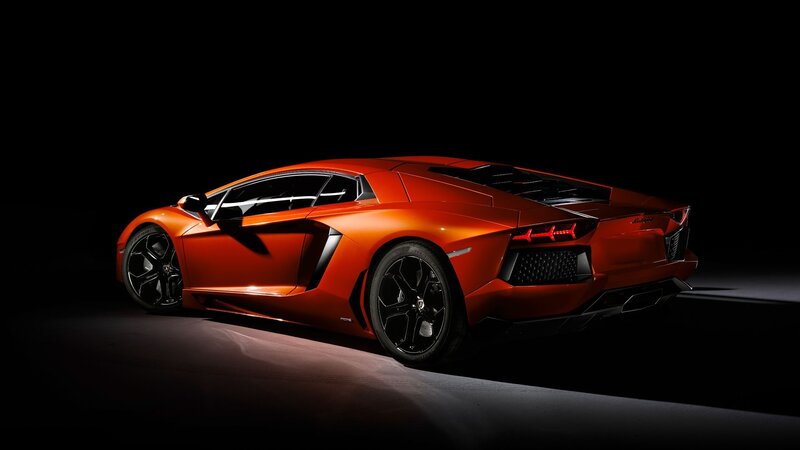 Orange Sports Car — Dramatic, Photograph, Wheels, Taillights, Black, Lamborghini