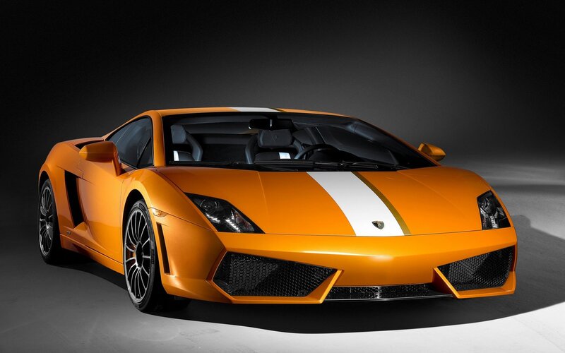 Orange Sports Car — Dramatic, Photograph, White Stripe