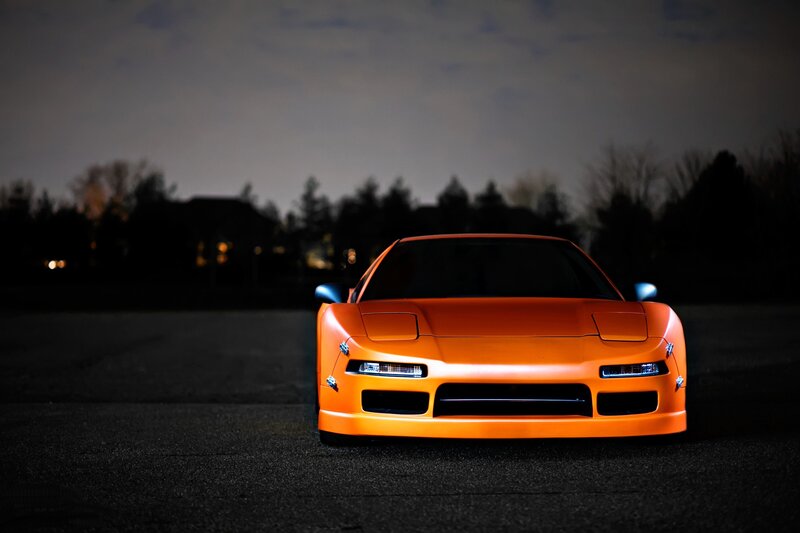 Orange Sports Car — Dramatic, Road