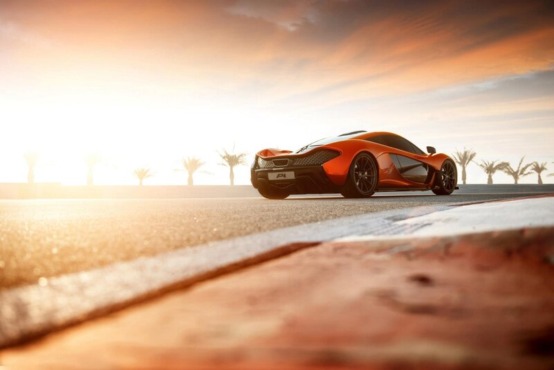 Orange Sports Car — Dramatic, Sunset, 3d Render, Palm Trees, Race Track