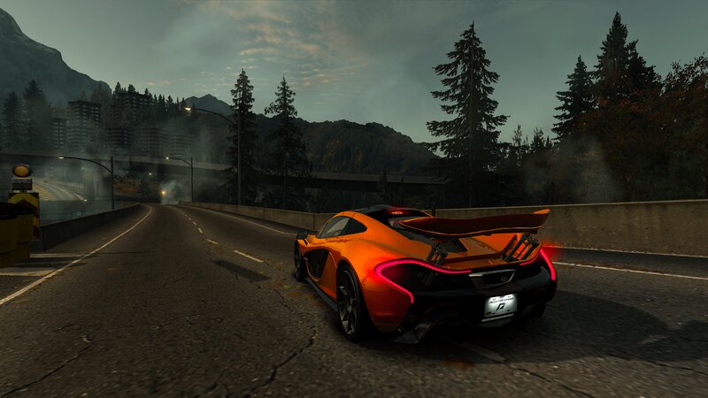 Orange Sports Car — Dramatic, Sunset, 3d Render, Road, Mountains