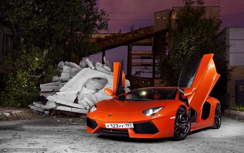 Orange Sports Car — Dramatic, Sunset, Photograph, Broken Concrete