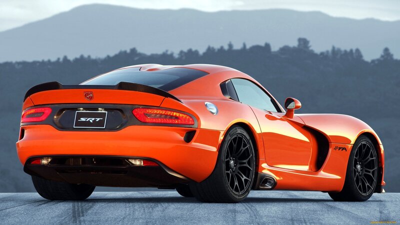 Orange Sports Car — Dramatic, Sunset, Photograph, Mountains, Trees