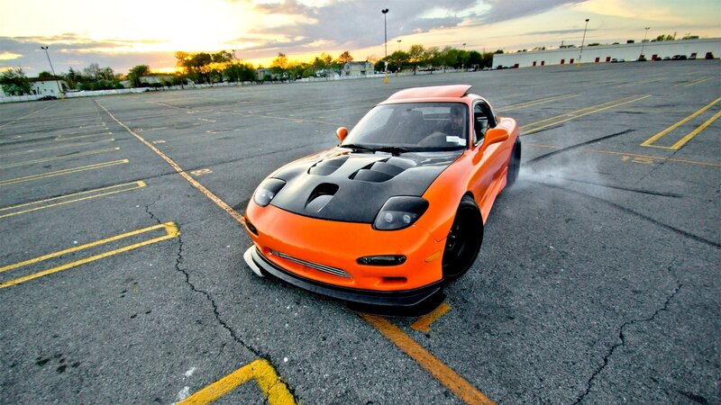 Orange Sports Car — Dramatic, Sunset, Photograph, Parking Lot