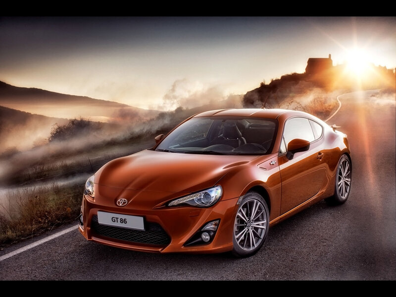 Orange Sports Car — Dramatic, Sunset, Photograph, Road, Sun