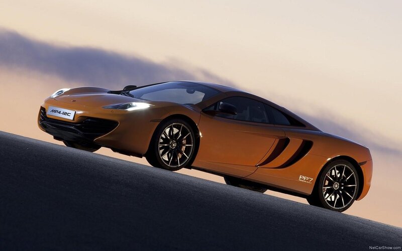 Orange Sports Car — Dramatic, Sunset, Photograph, Road
