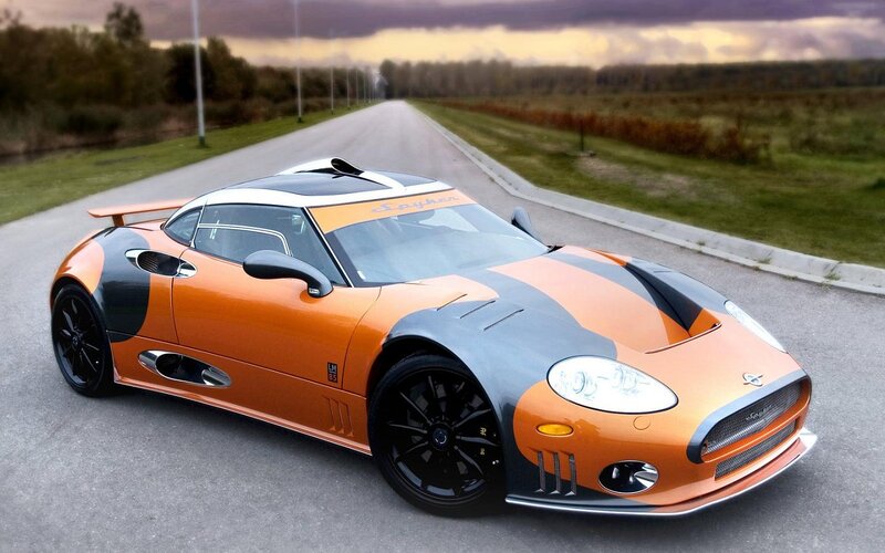 Orange Sports Car — Dramatic, Sunset, Photograph, Road, Trees