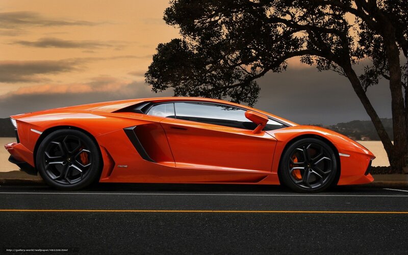 Orange Sports Car — Dramatic, Sunset, Photograph, Tree