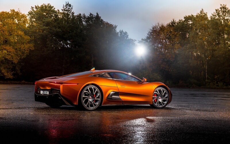 Orange Sports Car — Dramatic, Sunset, Photograph, Trees, Light