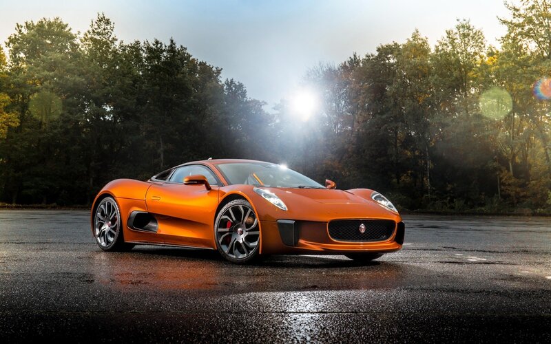 Orange Sports Car — Dramatic, Sunset, Photograph, Trees, Sunlight