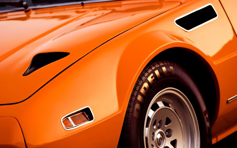 Orange Sports Car — Dramatic, Sunset, Photograph, Wheel