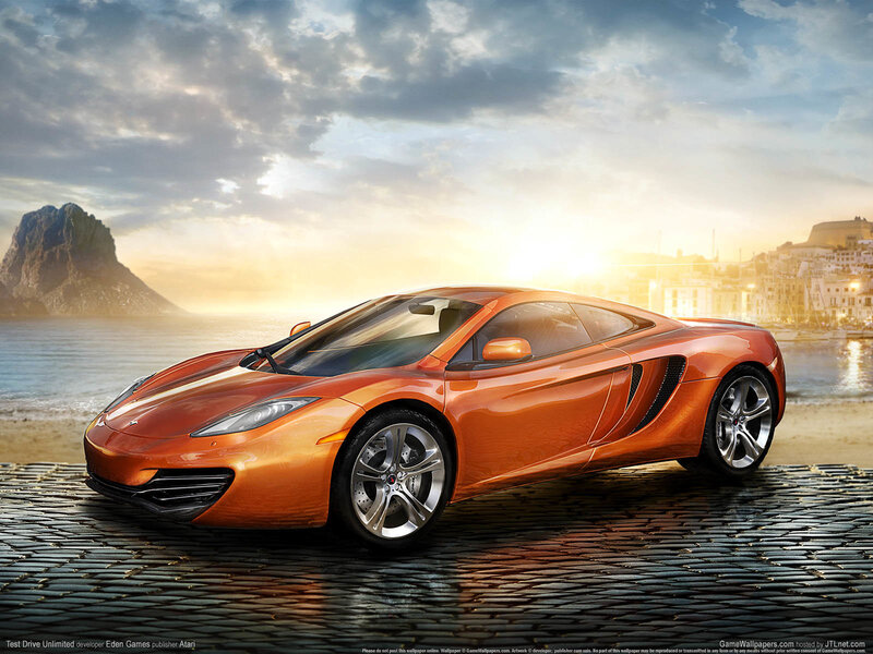 Orange Sports Car — Dramatic, Sunset