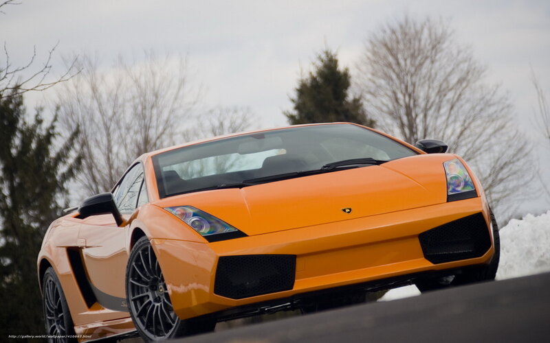 Orange Sports Car — Dramatic, Winter, Photograph, Snow, Trees