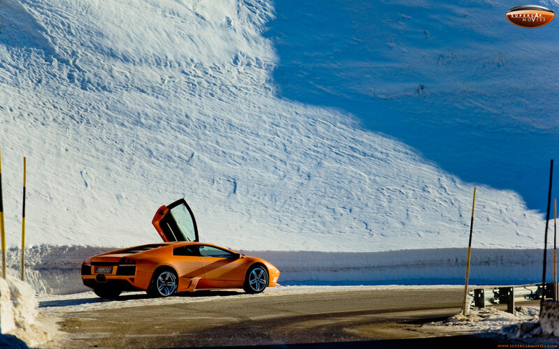 Orange Sports Car — Dramatic, Winter