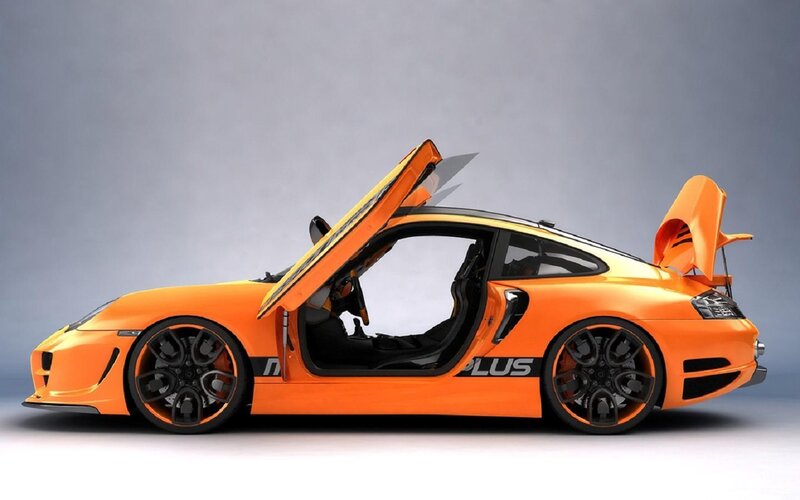 Orange Sports Car — Dynamic, 3d Render, Car Door