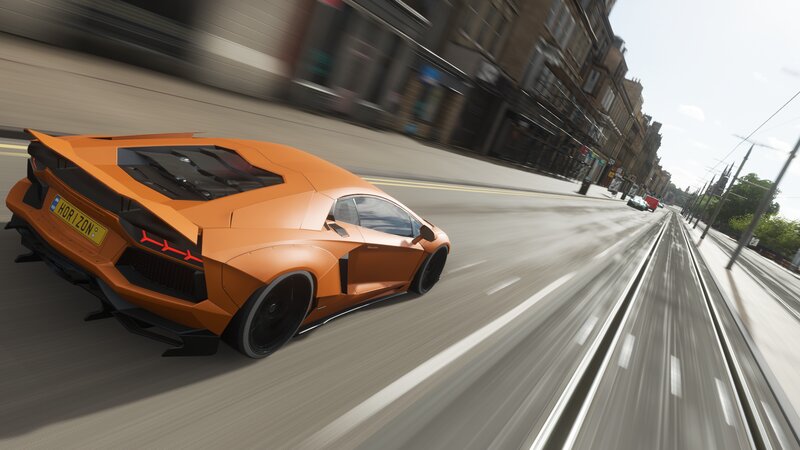 Orange Sports Car — Dynamic, Afternoon, 3d Render, City Street