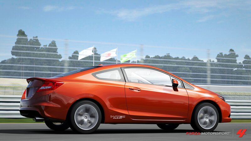 Orange Sports Car — Dynamic, Afternoon, 3d Render, Race Track, Flags