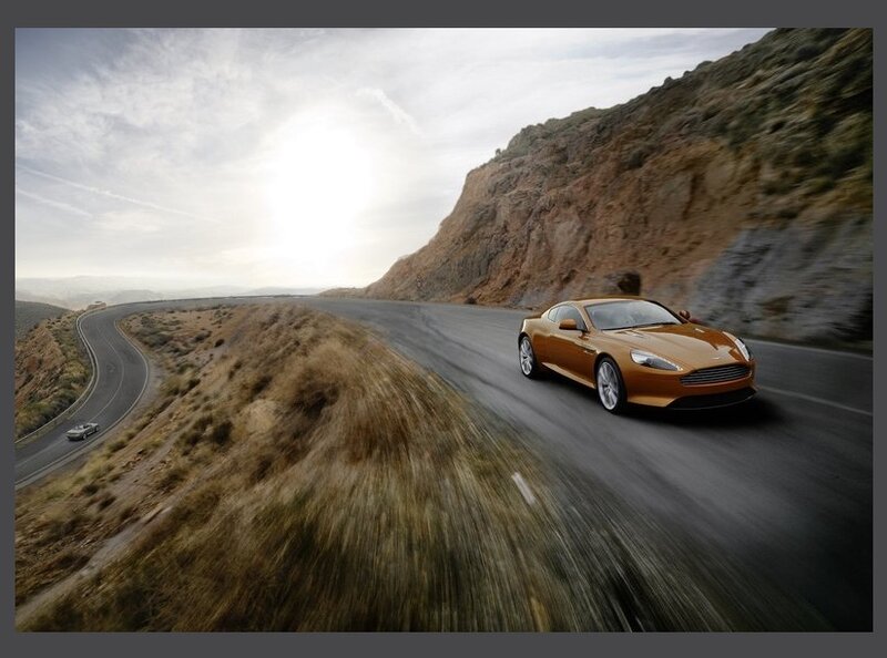 Orange Sports Car — Dynamic, Afternoon, Photograph, Road, Mountain