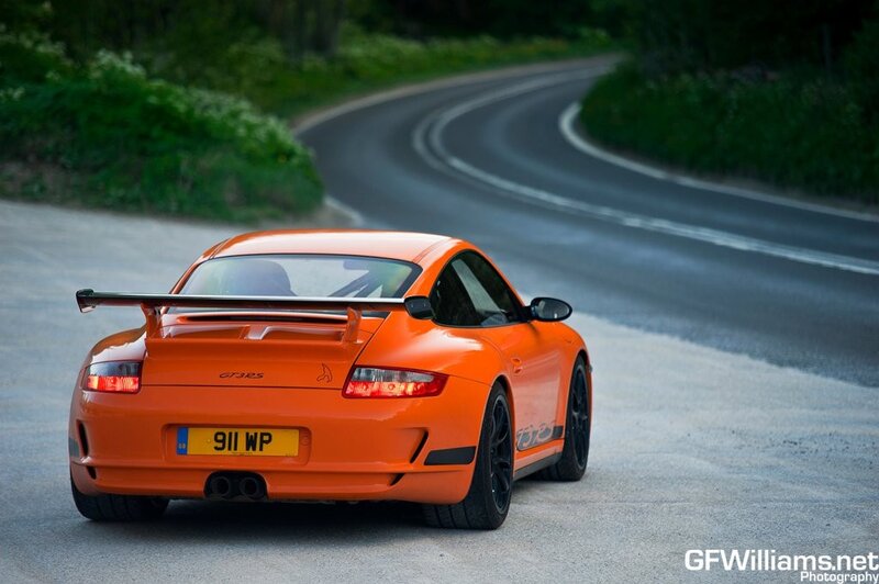 Orange Sports Car — Dynamic, Afternoon, Photograph, Road, Trees, Tire, Black