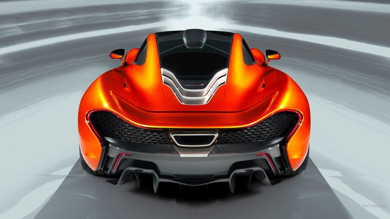 Orange Sports Car — Dynamic, Digital Art, Rear View