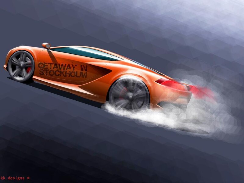 Orange Sports Car — Dynamic, Digital Art