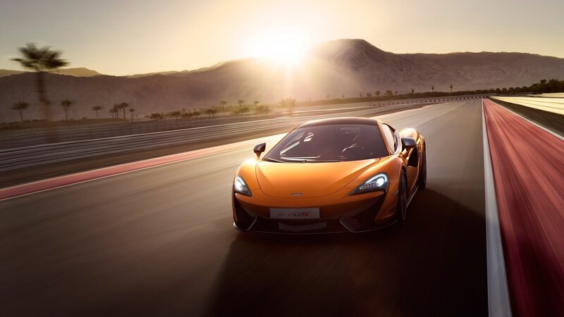 Orange Sports Car — Dynamic, Sunset, 3d Render, Race Track, Mountains