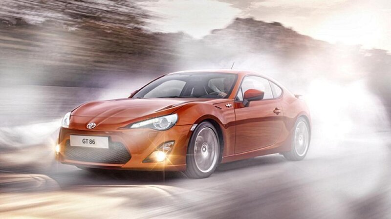 Orange Sports Car — Dynamic, Sunset