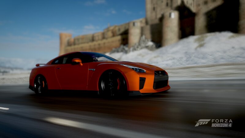 Orange Sports Car — Dynamic, Winter, 3d Render