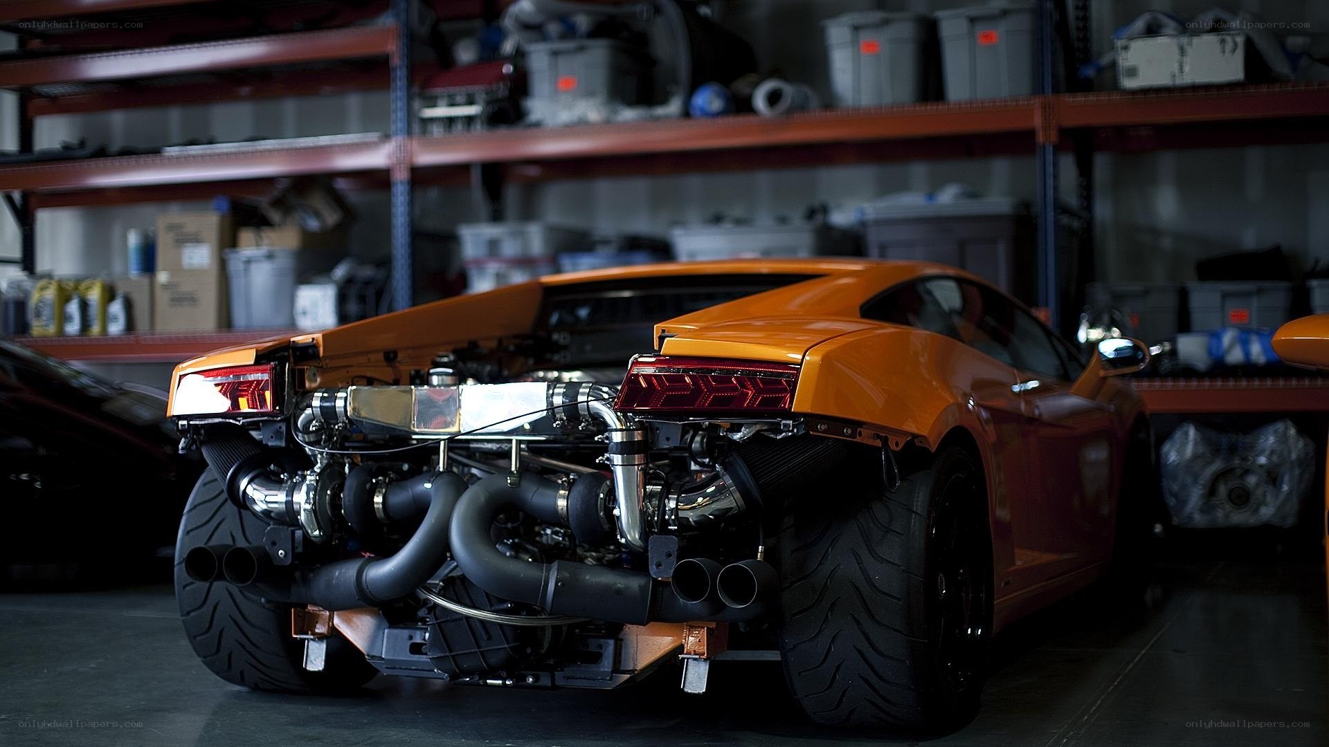 orange sports car engine