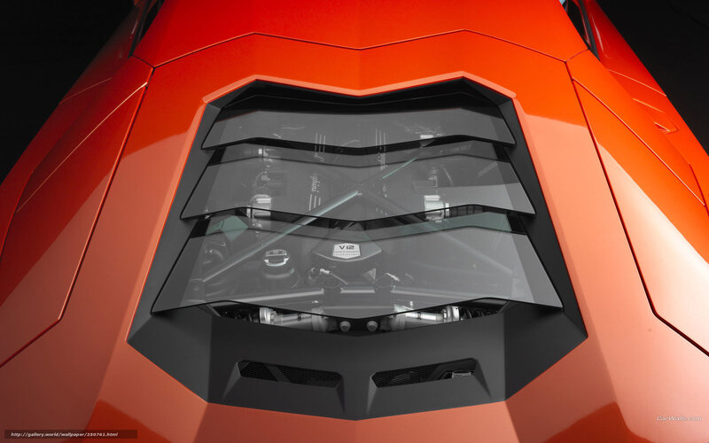 Orange Sports Car Engine — Dramatic, Photograph
