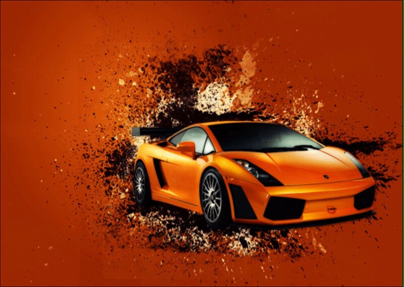 orange sports car explosion