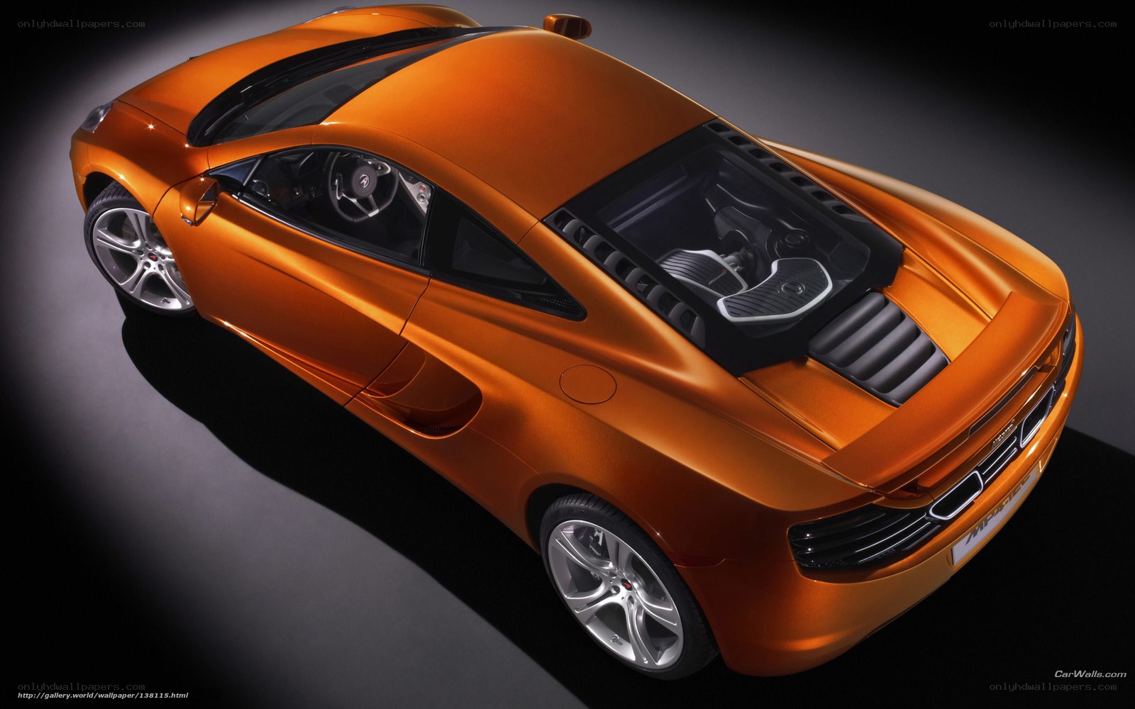 orange sports car from above