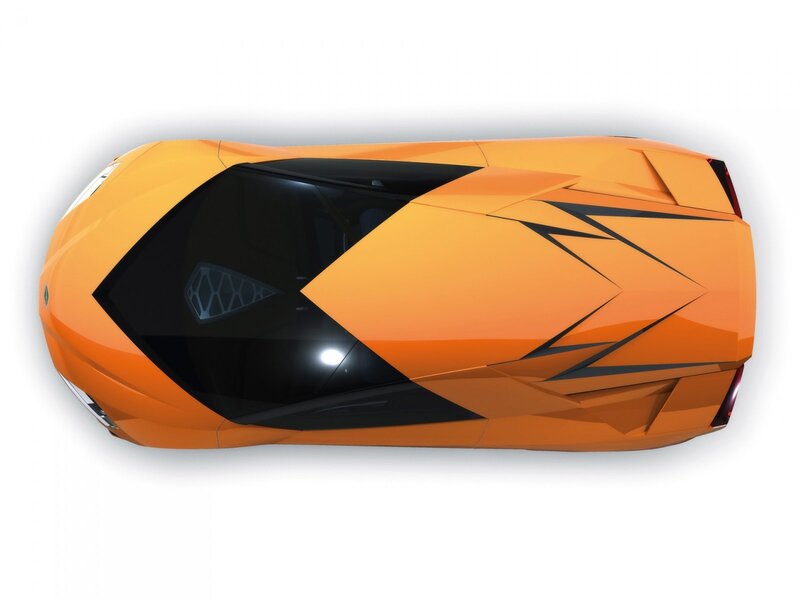orange sports car from above