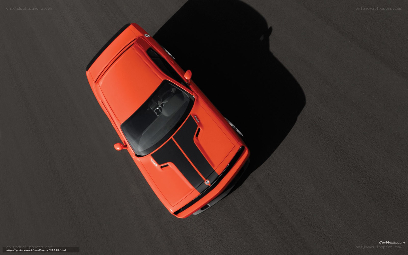 orange sports car from above