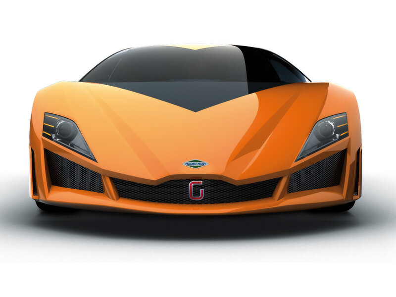 orange sports car front view