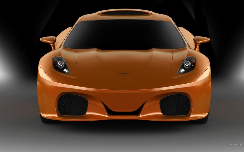 orange sports car front view