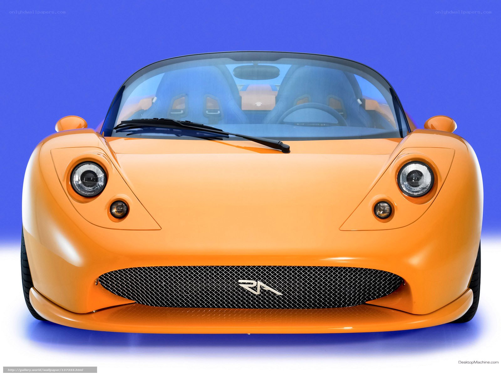 Orange sports car front view