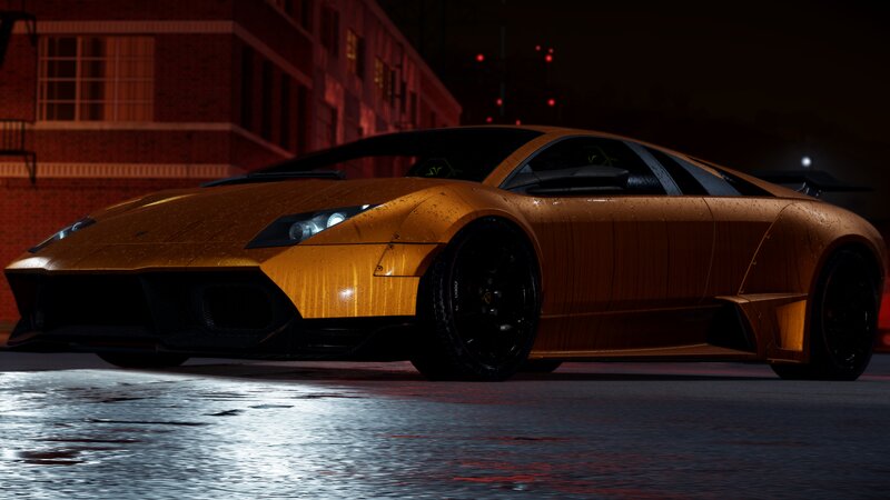 Orange Sports Car — Gold, Dramatic