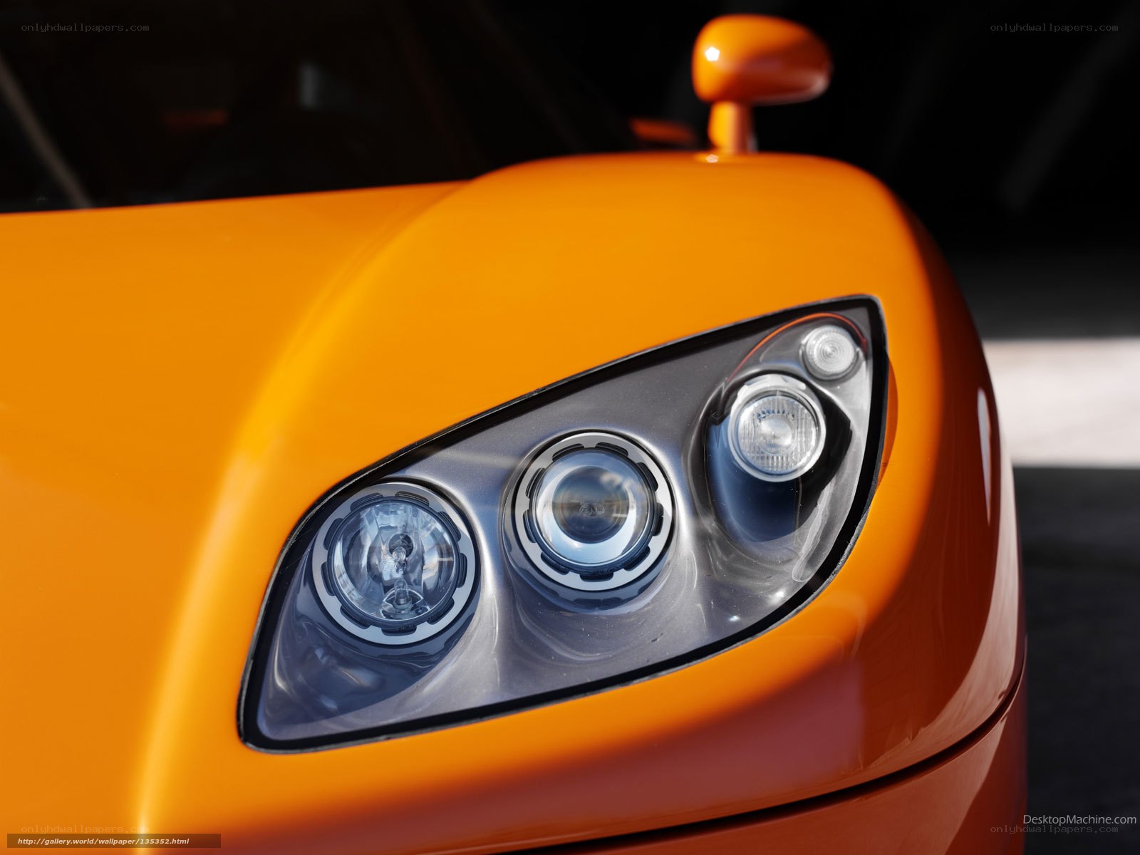 orange sports car headlight