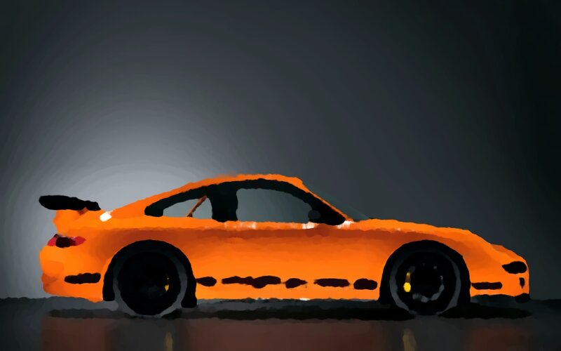 orange sports car illustration