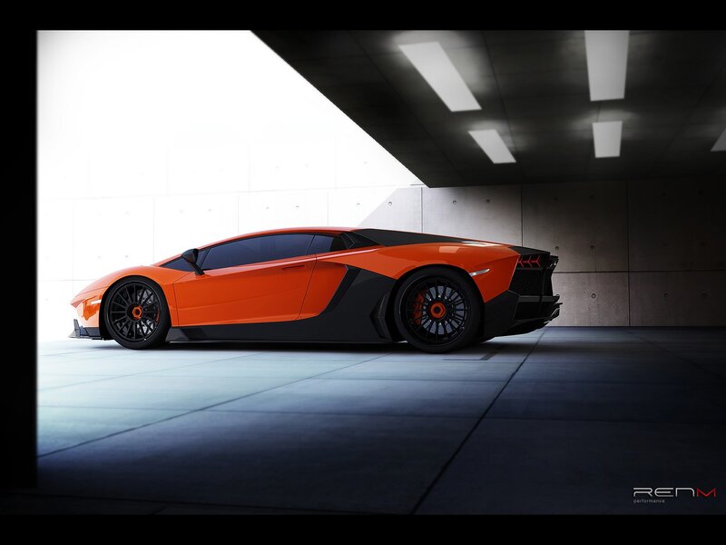 Orange sports car in garage