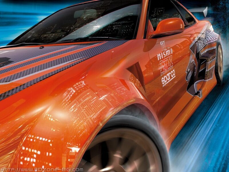 orange sports car in motion