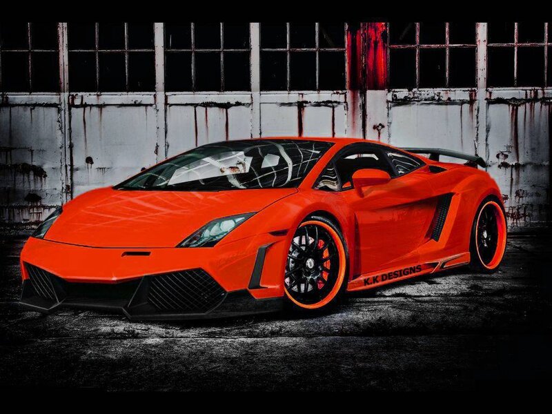 Orange sports car in warehouse