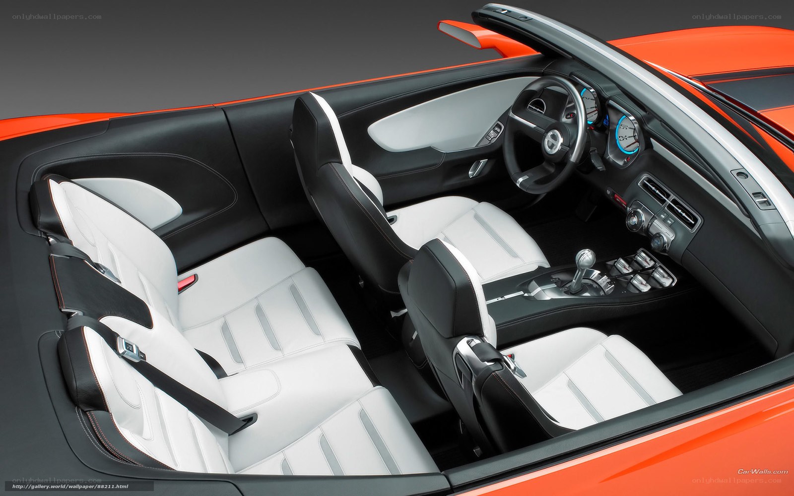 Orange sports car interior