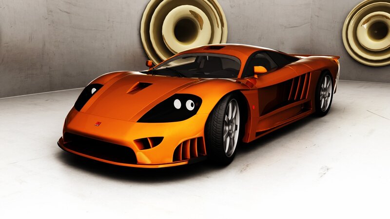 Orange Sports Car — Modern, 3d Render, Wall