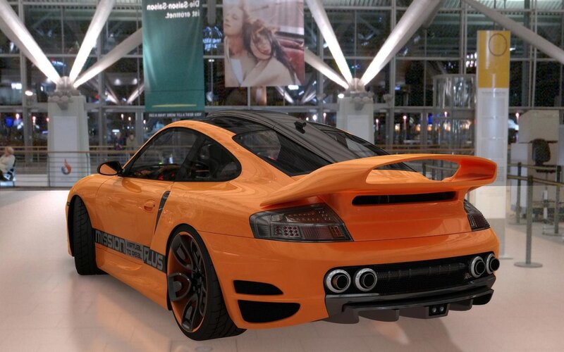 Orange Sports Car — Modern, Night