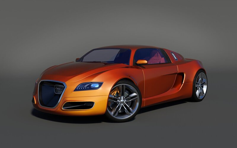 Orange Sports Car — Neutral, 3d Render, Wheels, Headlights