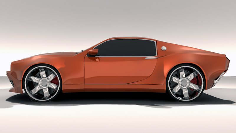 Orange Sports Car — Neutral, 3d Render, Wheels, Windows, Side Mirror